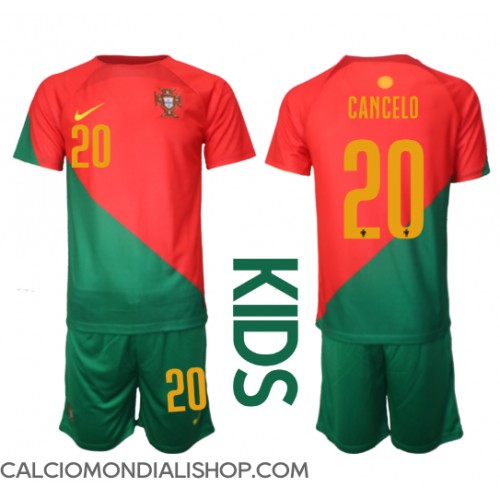 Maglie da calcio Portogallo Joao Cancelo #20 Prima Maglia Bambino Mondiali 2022 Manica Corta (+ Pantaloni corti)